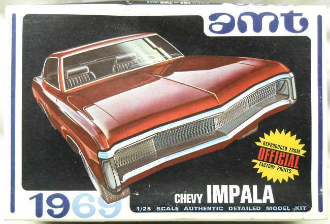 AMT 1/25 1969 Chevrolet Impala Hardtop 2 Door Coupe - Stock or Custom, Y909-200 plastic model kit
